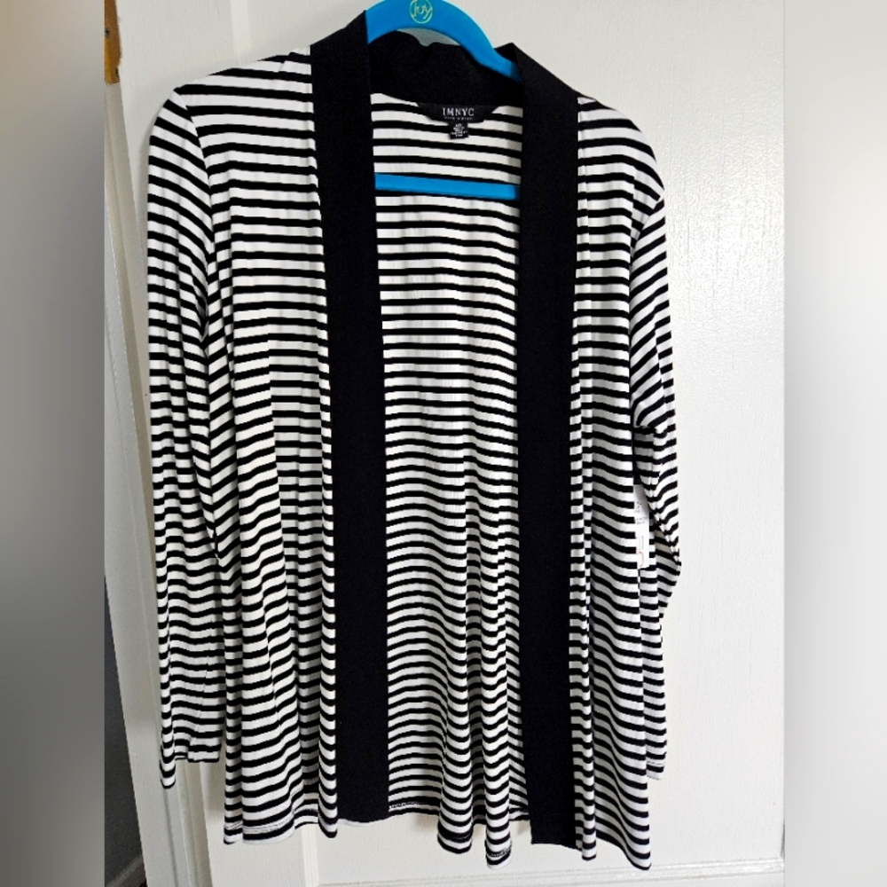 Isaac Mizrahi black and white Long Sleeve Long Cardigan